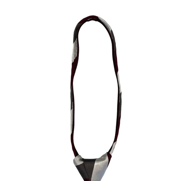 NWT Kitestrings by Hartstrings 100% Silk Burgundy Gray Zip On Tie Boys Small - Picture 7 of 7